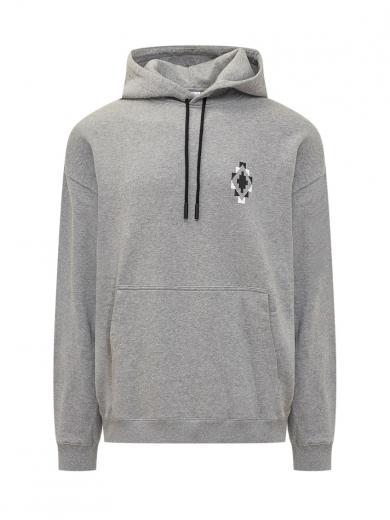 Marcelo Burlon White Relaxed Graphic Hoodie for Men Online India