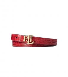 Ralph Lauren Red-Black Reversible Monogram Buckle Belt