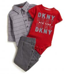 DKNY 3 Piece Shirt/Bodysuit/Jogger Set (Baby Boys)