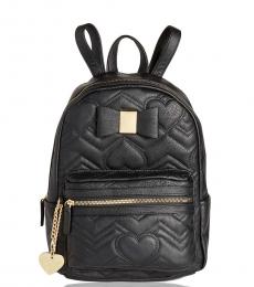 Betsey Johnson Black Bow Quilted Medium Backpack