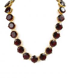 Ralph Lauren Gold-Red Crystal Faceted Collar Necklace