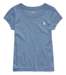 Ralph Lauren Little Girls Capri Blue Crewneck T-Shirt