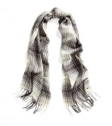 Ralph Lauren Grey Heather Brushed Plaid Scarf