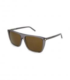 Saint Laurent Grey-Brown Square Core Sunglasses