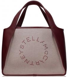 Stella McCartney Beige/Bordeaux Logo Large Tote