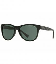 Armani Exchange Black-Solid Green Logo Sunglasses
