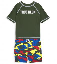 True Religion 2 Piece Rashguard/Swim Trunks Set (Baby Boys)