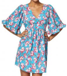 Betsey Johnson Island Blue Petite Floral Mini Dress