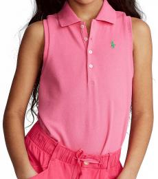 Ralph Lauren Girls Baja Pink Sleeveless Polo