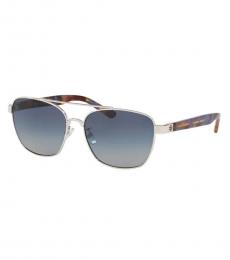 Tory Burch Silver-Dark Blue Navigator Sunglasses