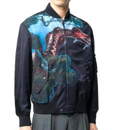 Valentino Garavani Navy Blue Dragon Print Jacket