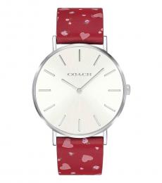 Coach Red Heart Silver Dial Watch