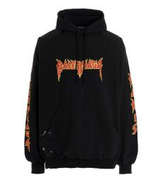 Balenciaga Black Kangaroo Cotton Pocket Hoodie