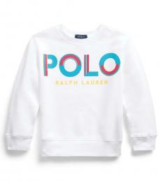 Ralph Lauren Little Boys White Logo Fleece Sweatshirt