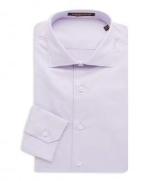 Roberto Cavalli Light Purple Comfort-Fit Solid Dress Shirt