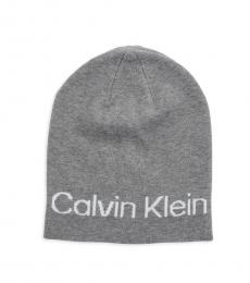 Calvin Klein Grey Logo Beanie Hat