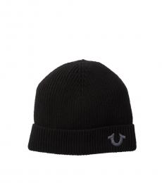 True Religion Black-Grey New Ribbed Beanie