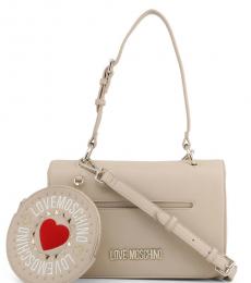 Love Moschino Beige Round Pouch Medium Shoulder Bag