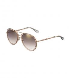 Jimmy Choo Brown-Gold Gradient Aviator Sunglasses