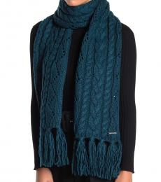 Michael Kors Teal Pointelle Cable-Knit Scarf