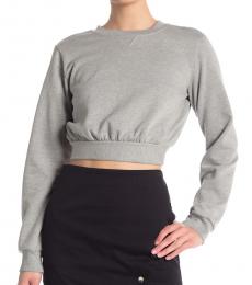 Rebecca Minkoff Light Grey Molly Tie Back Crop Pullover