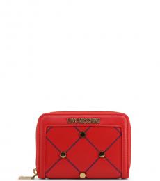 Love Moschino Red Criss-Cross Stitch Small Wallet