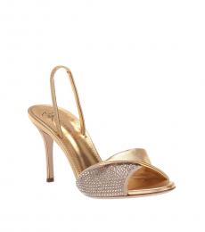 Giuseppe Zanotti Gold Rosaline Crystal Strap Heels