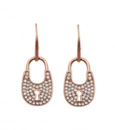 Michael Kors Rose Gold Crystal Padlock Earrings