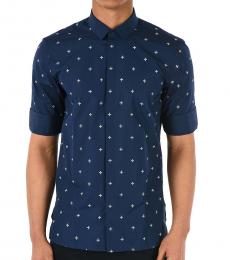 Neil Barrett Dark Blue Short Sleeve Maltese Shirt