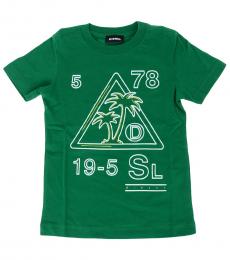 Diesel Little Boys Green Graphic Print T-Shirt