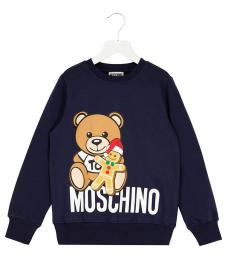 Moschino Little Boys Blue Teddy Logo Sweatshirt