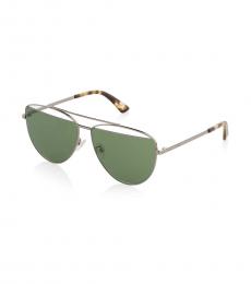 McQ Alexander McQueen Silver-Green Aviator Sunglasses