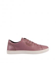 Pink Leather Logo Sneakers