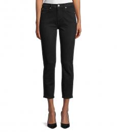 7 For All Mankind Black High-Rise Cropped Skinny Jeans