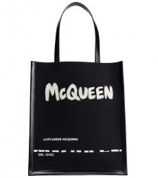 Alexander McQueen Black Graffiti Logo Large Tote