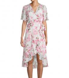 Calvin Klein Multi color Floral Ruffle Wrap Dress