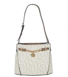 Calvin Klein White Lennon Medium Shoulder Bag