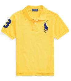 Ralph Lauren Boys Racing Yellow Classic Fit Mesh Polo