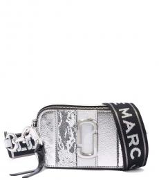 Marc Jacobs Silver Striped Snapshot Small Crossbody Bag