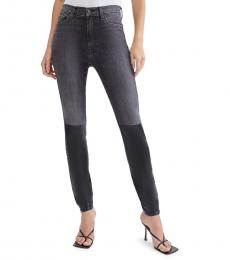 7 For All Mankind Black High-Rise Ankle Skinny Jeans