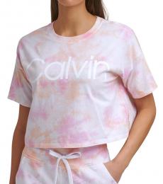 Calvin Klein Light Coral Cropped Tie-Dyed T-Shirt