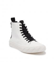 White Double Zip High Top Sneakers