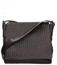 Bottega Veneta Dark Brown Textured Large Messenger Bag