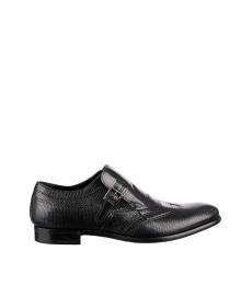 Black Leather Monkstrap Dress Shoes