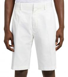 White Cotton Single Pleat Shorts