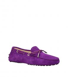 Tod's Violet Lace Bow Tie Loafers