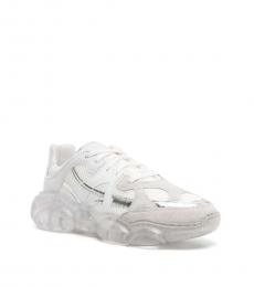 Moschino White Mesh Lace Ups Sneakers