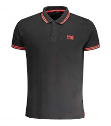 Cavalli Class Black Embroidered Logo Polo