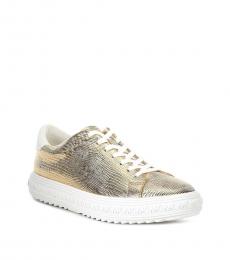 Michael Kors Pale Gold Embossed Leather Sneakers