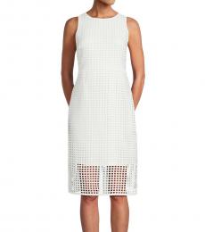 DKNY White Grid Lace Sheath Dress